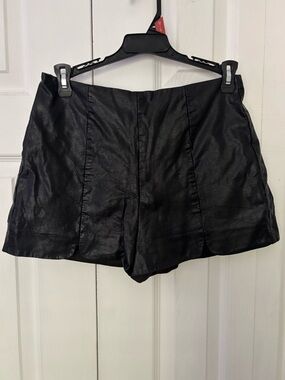Forever 21 Black High-Waist Faux Leather Shorts